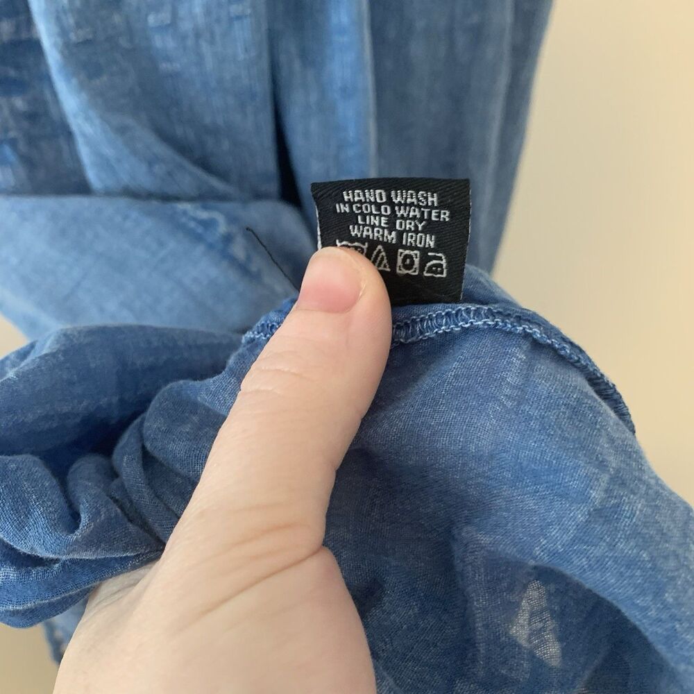 Tolani Chambray Maxi Dress Peasant Blouse Tassel Eyelet Detail - Large - Picture 12 of 16